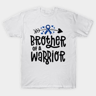 Brother Of A Warrior Blue Family Colon Cancer Awareness T-Shirt